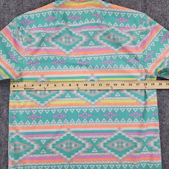 Chubbies Shirt Mens Small En Fuego Wild Short Sleeve Popover Polo Aztec Beach - Picture 4 of 16